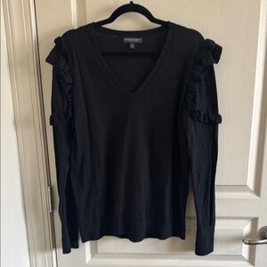 Banana Republic Black Ruffled Long Sleeve Blouse